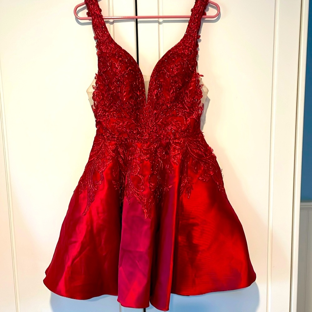Beautiful red holiday dress from the Coya Collection size small with pockets